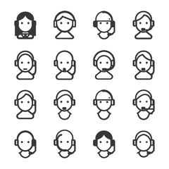 minimalist line art icon call center collection set logo symbol