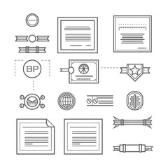 minimalist line art icon certificate collection set logo symbol