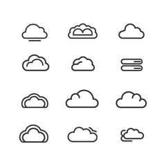 minimalist line art icon cloud collection set logo symbol