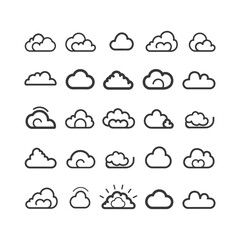 minimalist line art icon cloud collection set logo symbol