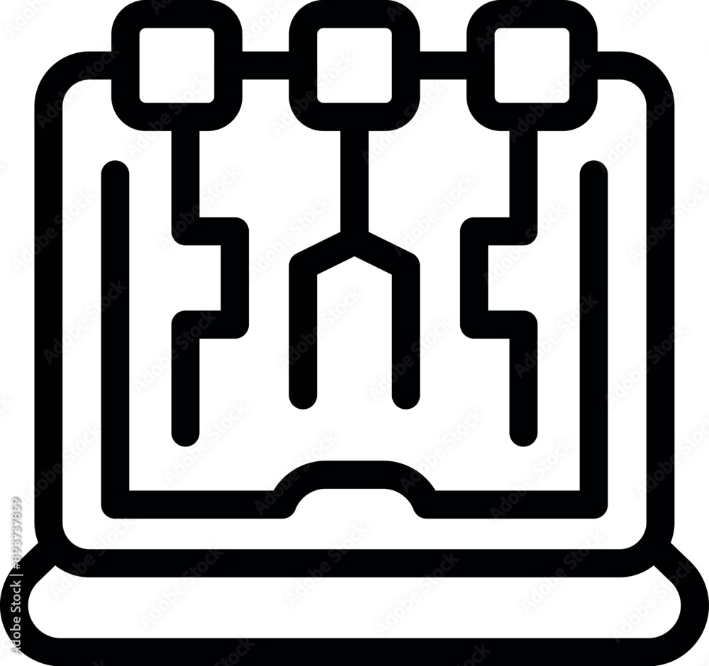 Poster line icon representing blockchain technology, ideal for explaining cryptocurrency concepts