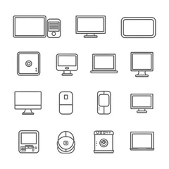 minimalist line art icon computer collection set logo symbol