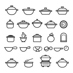 minimalist line art icon cooking collection set logo symbol