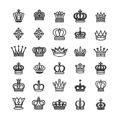 minimalist line art icon crown collection set logo symbol