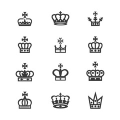 minimalist line art icon crown collection set logo symbol