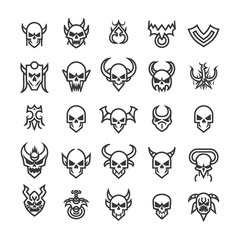 Fototapeta premium minimalist line art icon demon collection set logo symbol