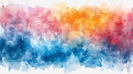Obraz premium A vibrant and colorful abstract watercolor painting with blended hues of blue pink orange and yellow