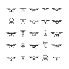 minimalist line art icon drone collection set logo symbol