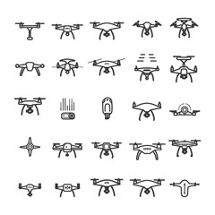 minimalist line art icon drone collection set logo symbol