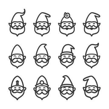 minimalist line art icon dwarf collection set logo symbol