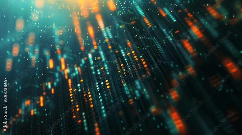Poster showcasing a dynamic and modern abstract background adorned with flowing digital data lines and vibr