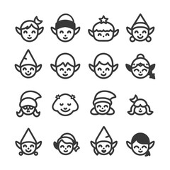 minimalist line art icon elf collection set logo symbol