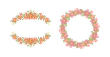 floral wreath watercolors pink orange set2
