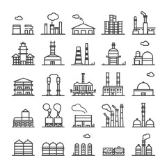 Fototapeta premium minimalist line art icon factory collection set logo symbol