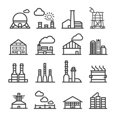 Fototapeta premium minimalist line art icon factory collection set logo symbol
