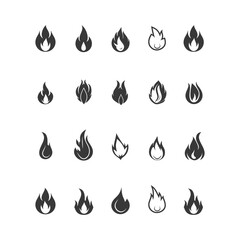 minimalist line art icon flame collection set logo symbol