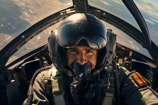 photo of a fighter jet pilot in his jet, fighter jett pilot during work, pilot in his jet