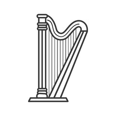 ancient harp minimalist line art icon logo symbol