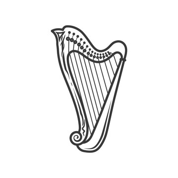 recommend clip art: ancient harp minimalist line art icon logo symbol