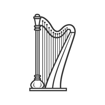 recommend clip art: ancient harp minimalist line art icon logo symbol