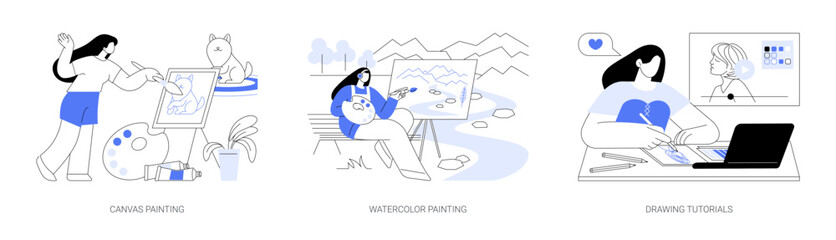 Painting as a hobby isolated cartoon vector illustrations se