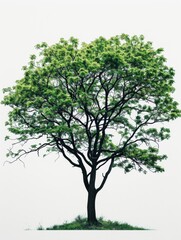 Obraz premium beautiful isolated trees on white background, various species like elm, sycamore, and pine, serene and natural atmosphere