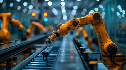 Robotic arm, picking and placing objects, industrial