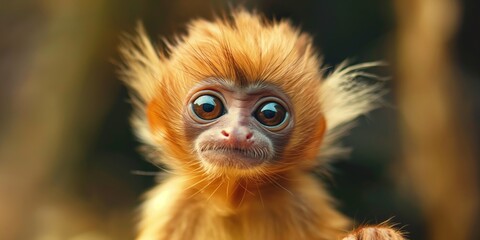 Fototapeta premium A cute small primate in an outdoor area is captured making a funny face