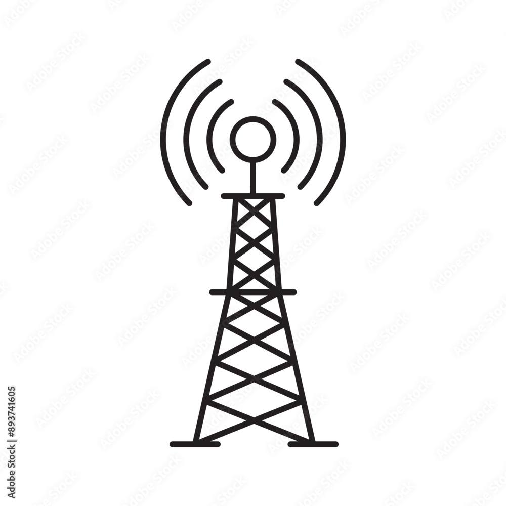 Wall mural antenna tower icon design. telecommunication data network sign and symbol.