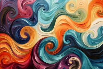Fototapeta premium Mesmerizing Fluid Art Composition with Swirling Colorful Patterns and Waves of Motion