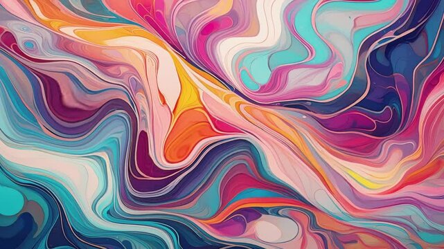 Abstract painting of colorful waves and colors