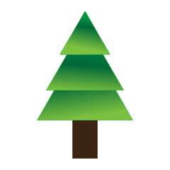 Green origami fir tree vector, festive winter holiday symbol for xmas card design