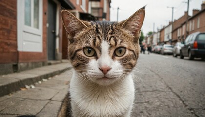 Obraz premium A stray cat in the street.