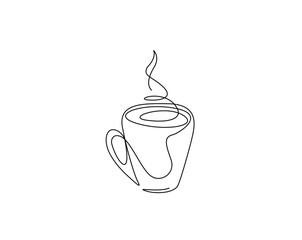 One continuous line drawing Cup of Coffee illustration. A cup of coffee simple outline vector.