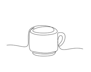 One continuous line drawing Cup of Coffee illustration. A cup of coffee simple outline vector.