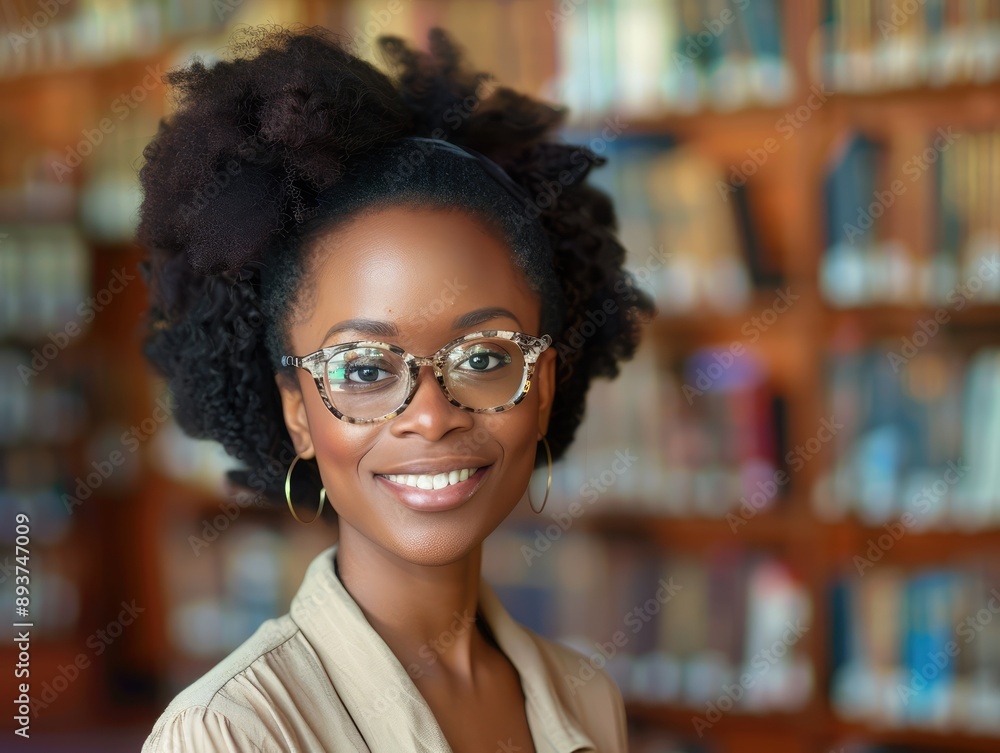 Poster person in library