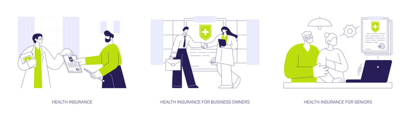 Insurance company service abstract concept vector illustrations.