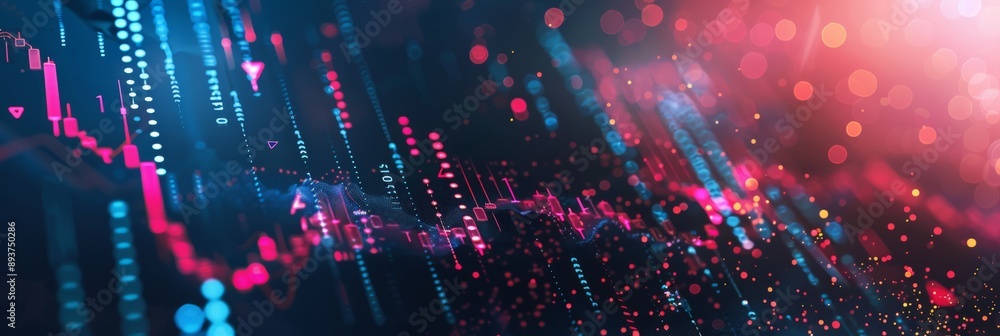 Aufkleber a visualization of fluctuating stock market data represented by lines and dots. financial analysis c