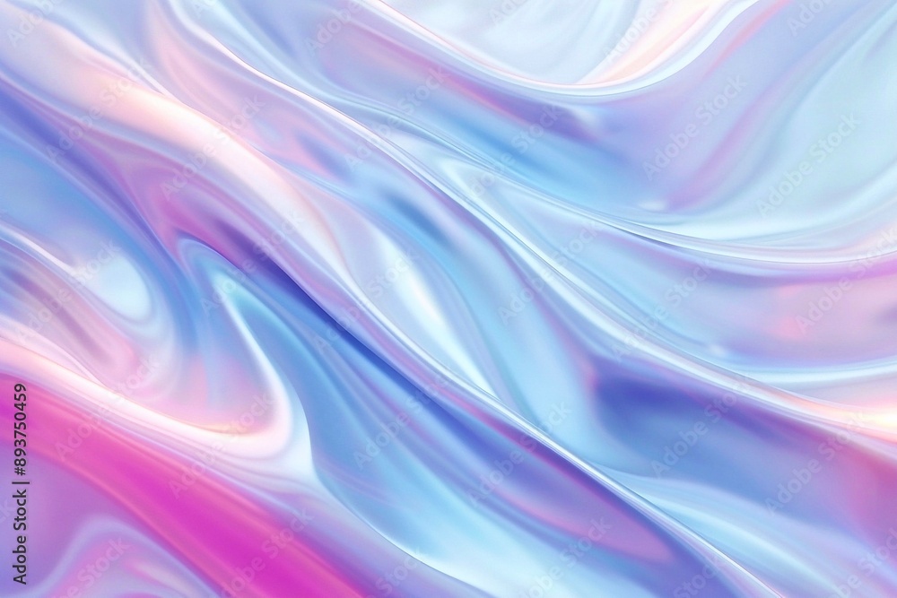 Poster flowing background texture with bright iridescent shades that smoothly transition from pink to blue 