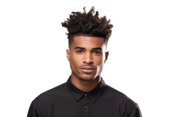 Stylish young African American man with a modern hairstyle Isolated on white background