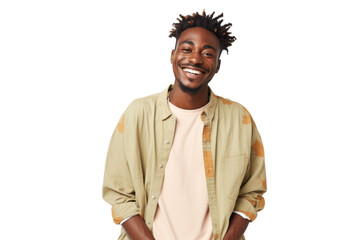 Stylish young African American man wearing a suit and sunglasses Isolated on white background