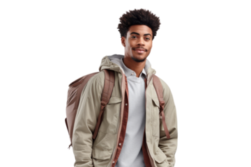 Stylish young African American man in an athletic outfit Isolated on white background