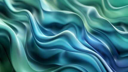 Obraz premium The harmonious blend of blue and green fluid waves results in a serene and soothing visual experience