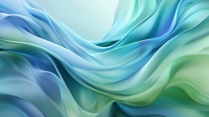 Obraz premium Various shades of blue, green, and aqua blend in beautiful abstract flowing waves to form calm backgrounds