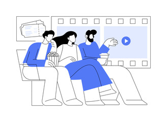 Movie night isolated cartoon vector illustrations.