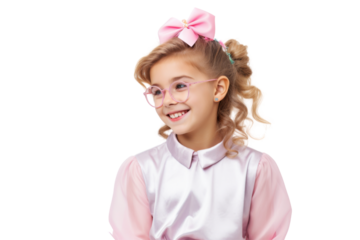 Smiling Gen Z girl in stylish outfit ready for a party Isolated on white background