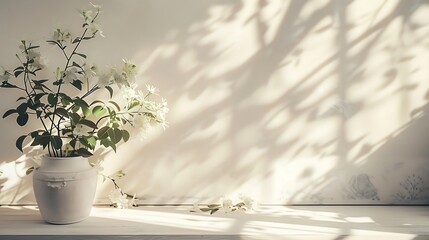 Minimalist Interior Design with White Pots and Sunlight