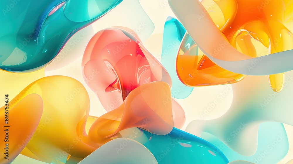 Aufkleber abstract colorful shapes floating in a white background