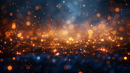 Obraz premium Shiny dark background with gold sparkles