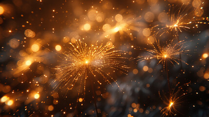 Naklejka premium Shiny dark background with gold sparkles